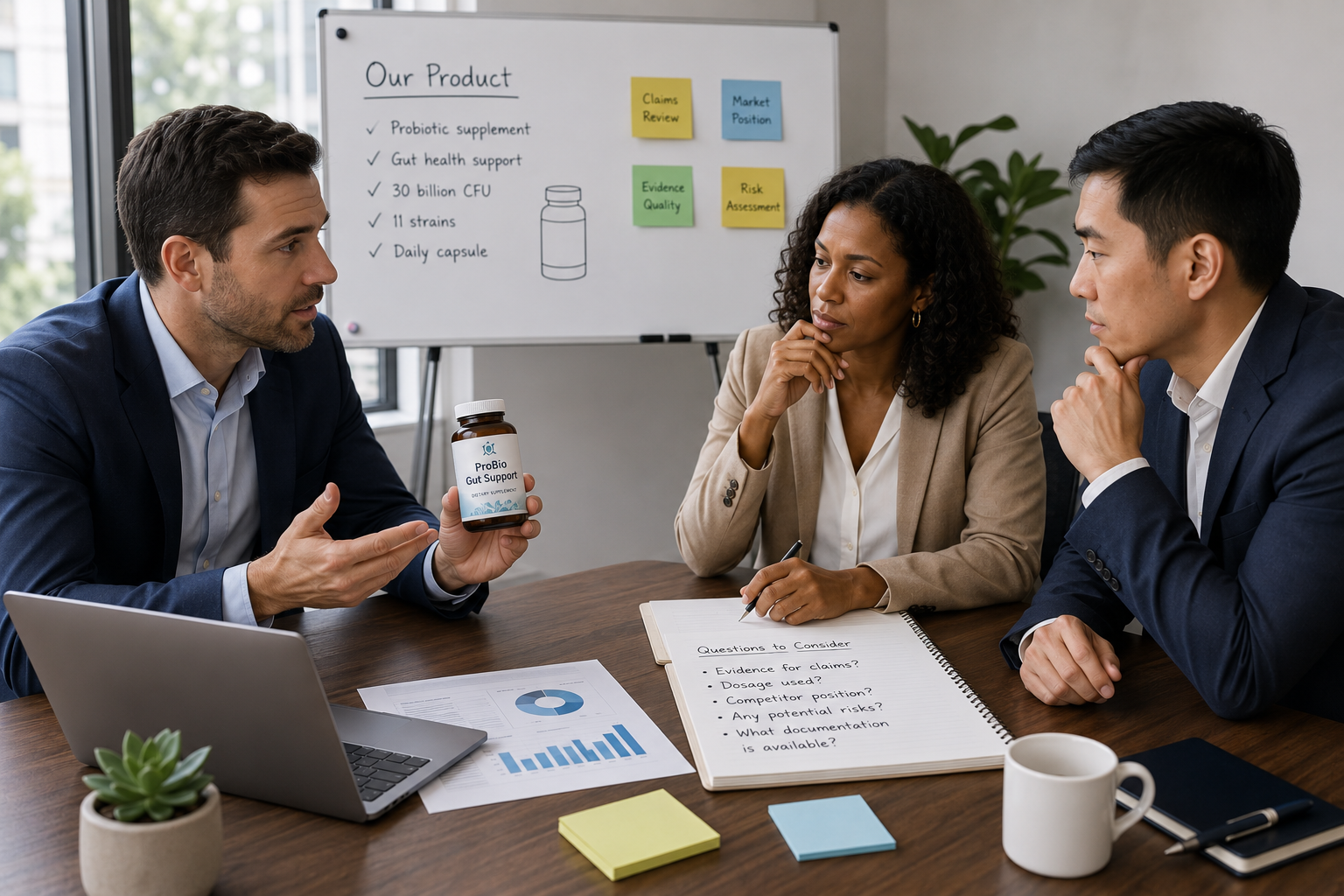 Independent scientific due diligence review of product evidence and documentation