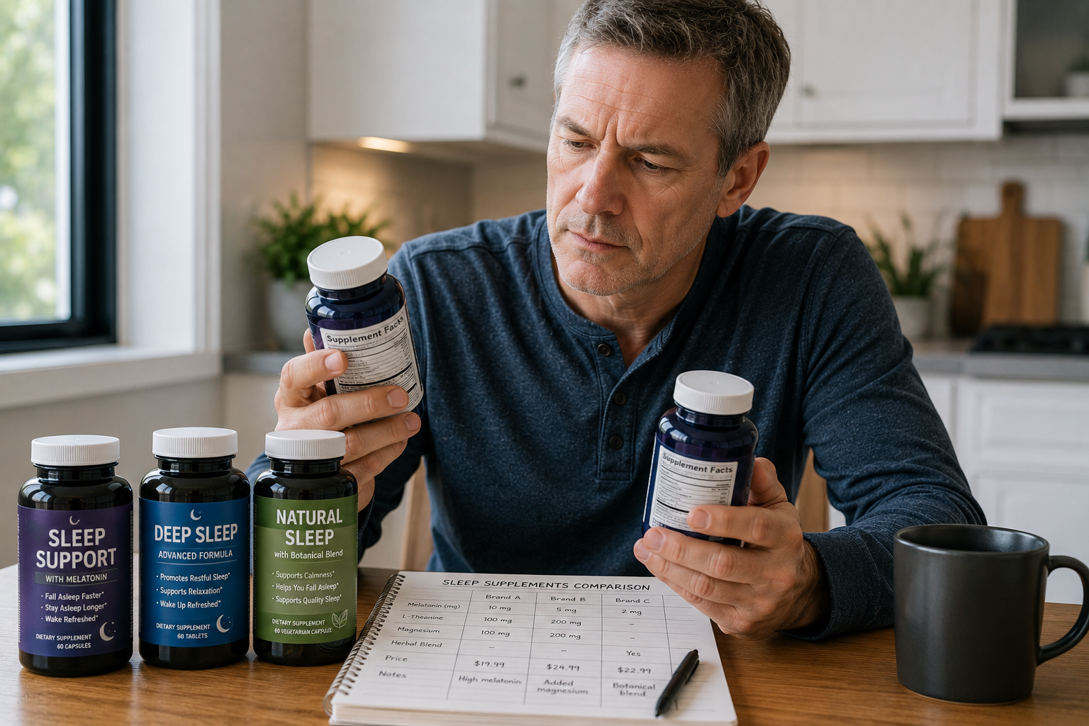 Consumer comparing supplement options