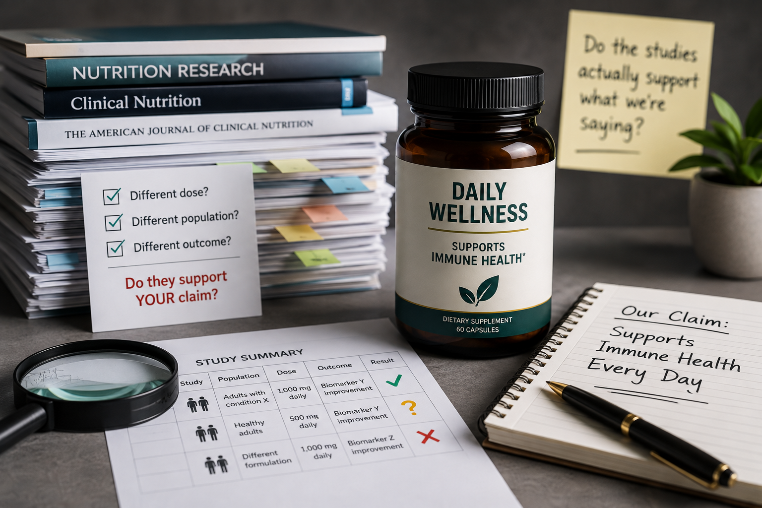 Studies supporting supplement product claims